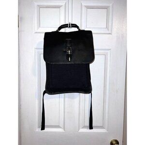 STATE Black Leather Canvas Backpack Bookbag